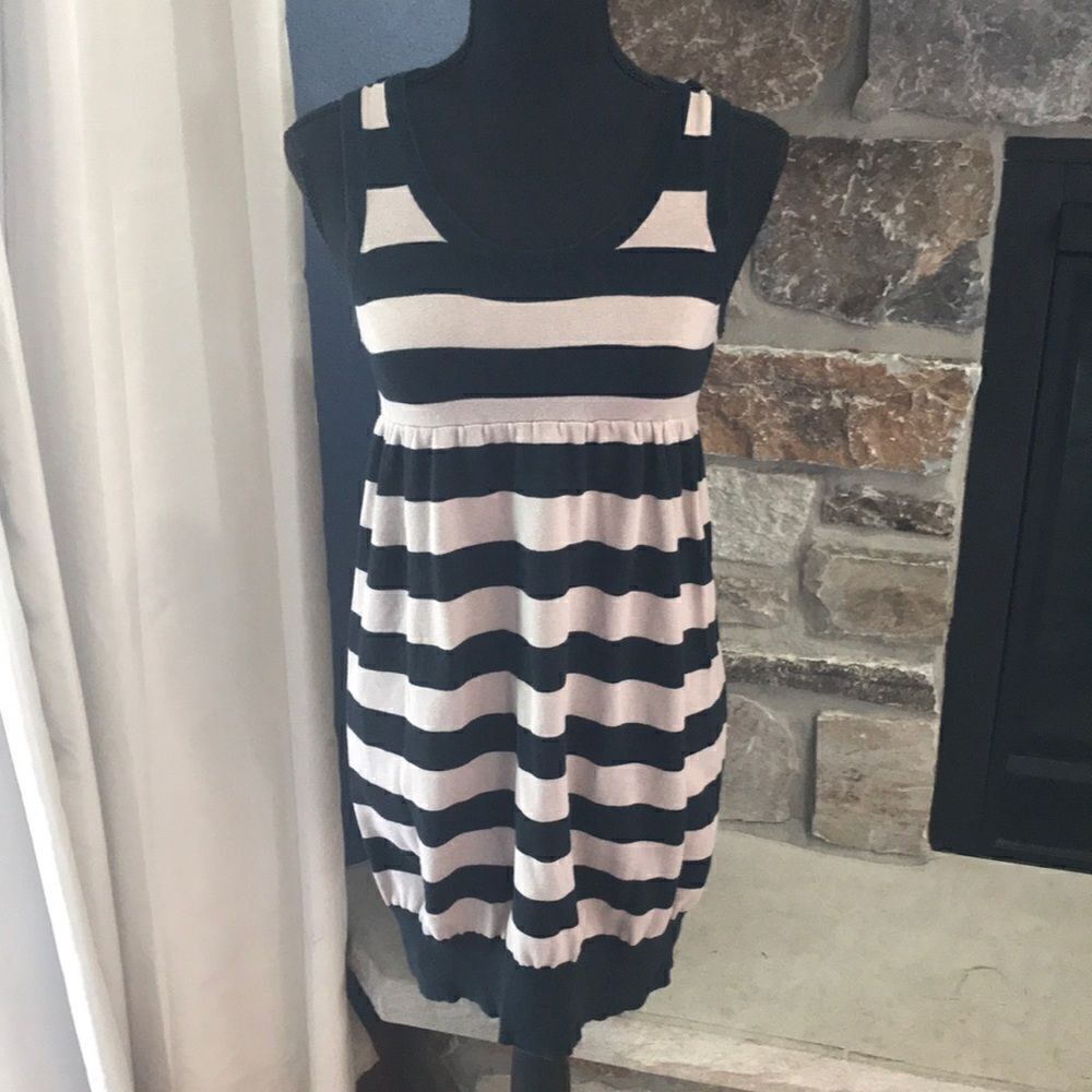 Xhilaration, Woman's Tank Tunic, Striped Black & Taupe, Small